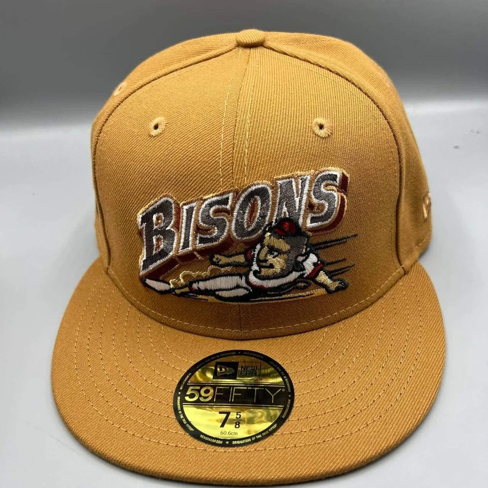 Buffalo Bisons Hat Men 7 5/8 Brown‎ Gray 59Fifty New Era MiLB Fitted Cap